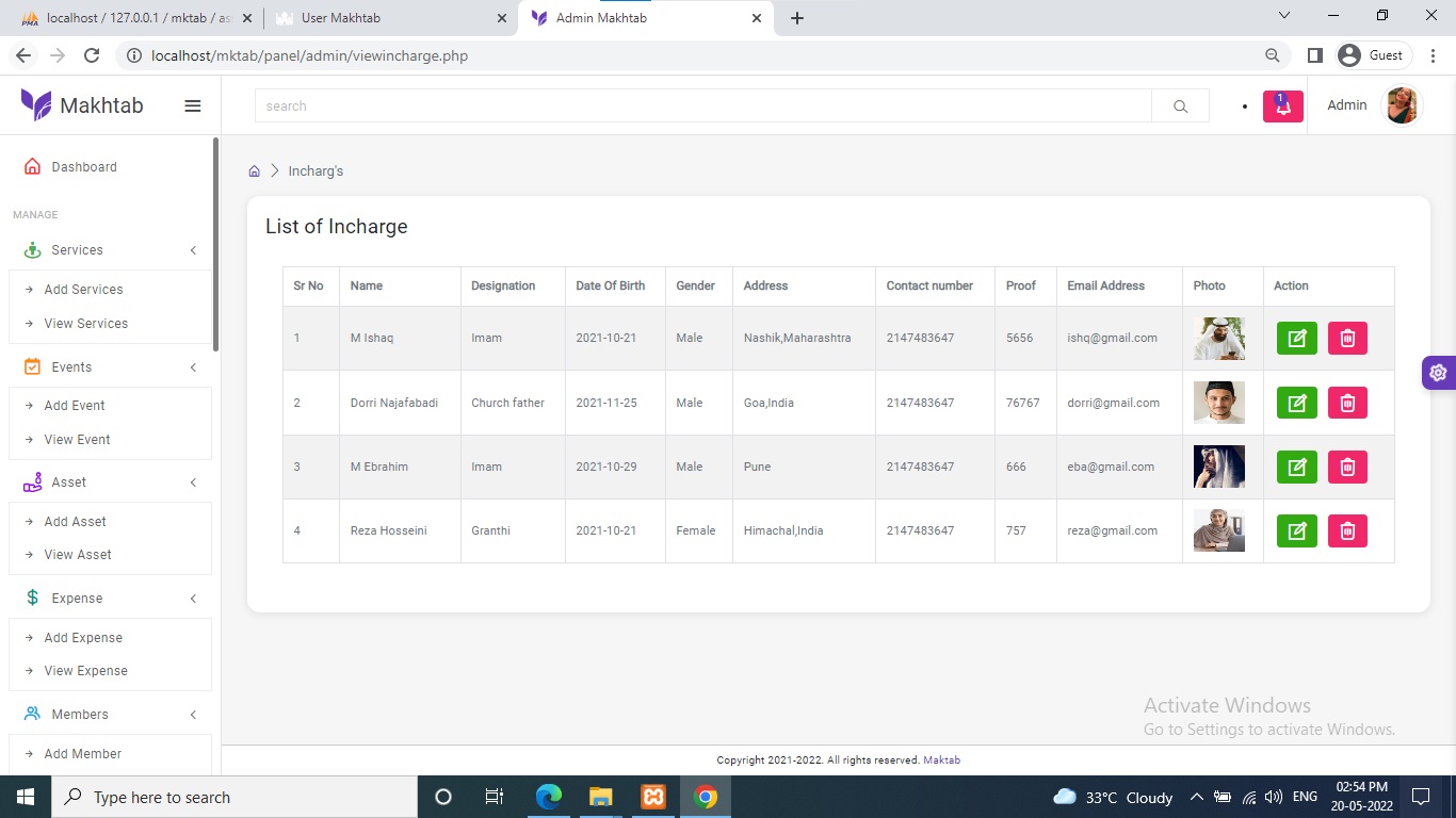 Online Mosque Management System Project In PHP